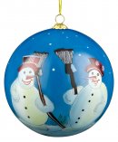 Weihnachtskugel Schneemnner mit Besen 8cm